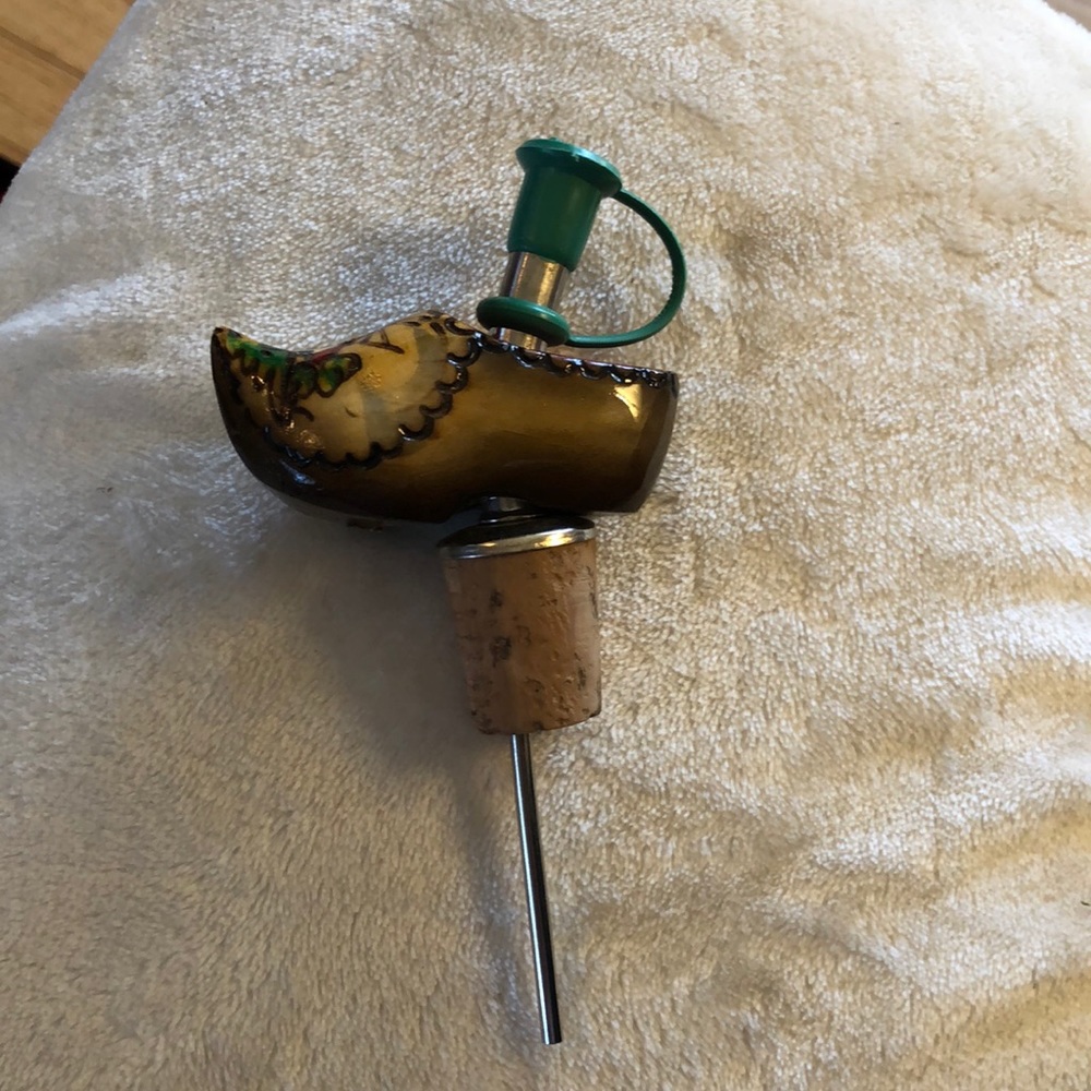 Unique Gift! Vintage Dutch Shoe Wine/Liquor cork spout